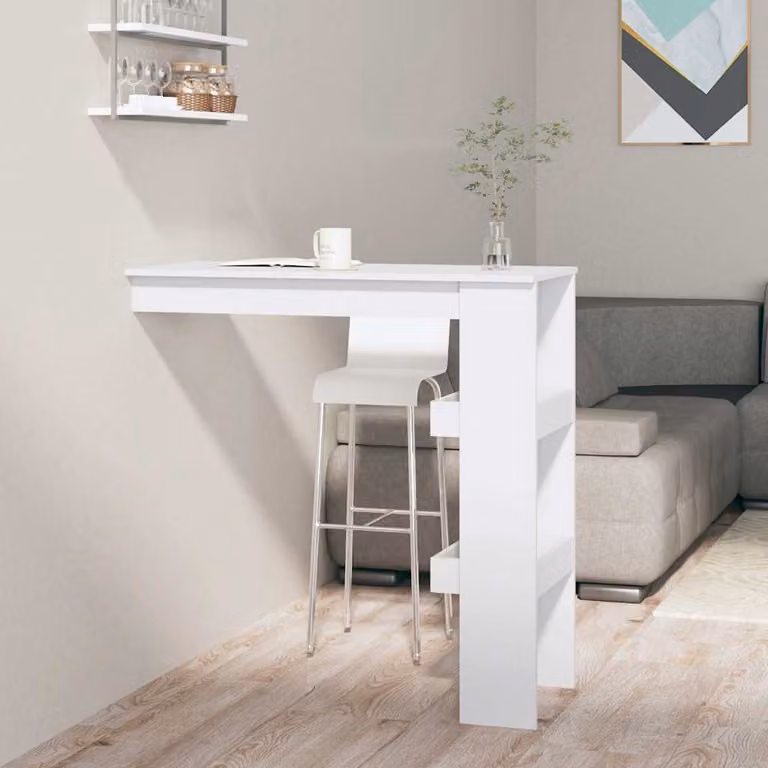 vidaXL Bancone da Muro Moderno Bianco in Legno Composato L: 102 cm, P: 45 cm, H: 103,5 cm