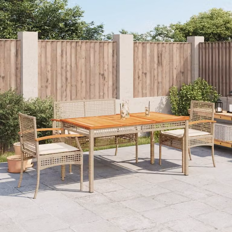 Maison Exclusive - Set da Pranzo da Giardino 4 pz con Cuscini Beige in Polyrattan