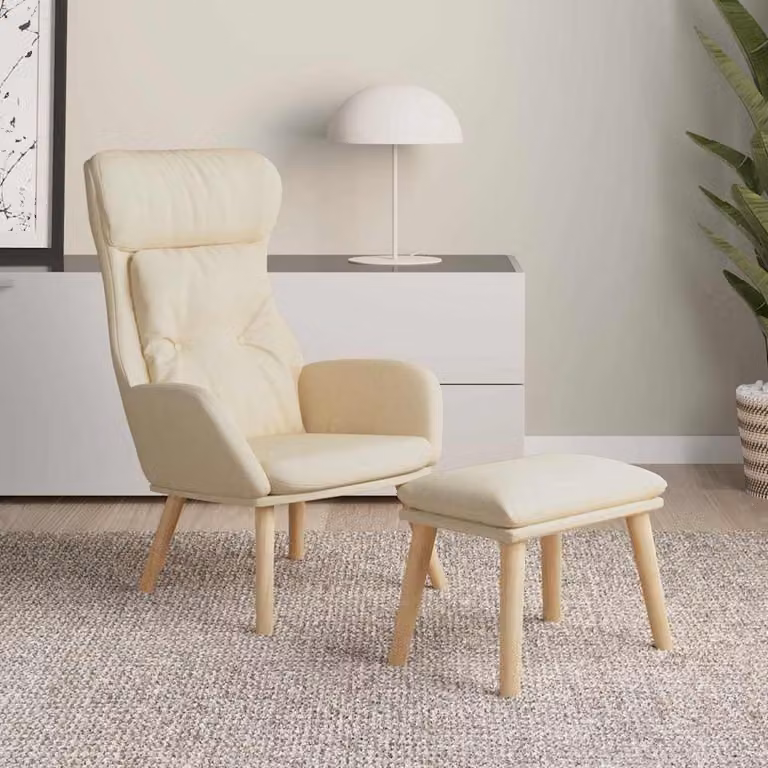 vidaXL Poltrona Relax con Poggiapiedi Beige in Tessuto e Struttura in Metallo