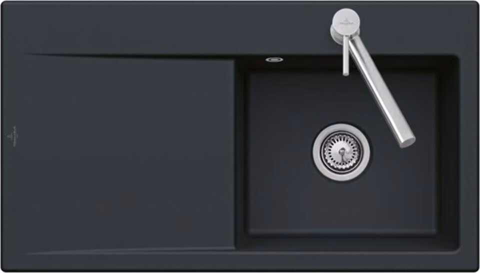 Lavello Villeroy&Boch con scarico a destra, Subway Style 50 Graphite 90x51cm, Vetroceramica, funzionamento eccentrico