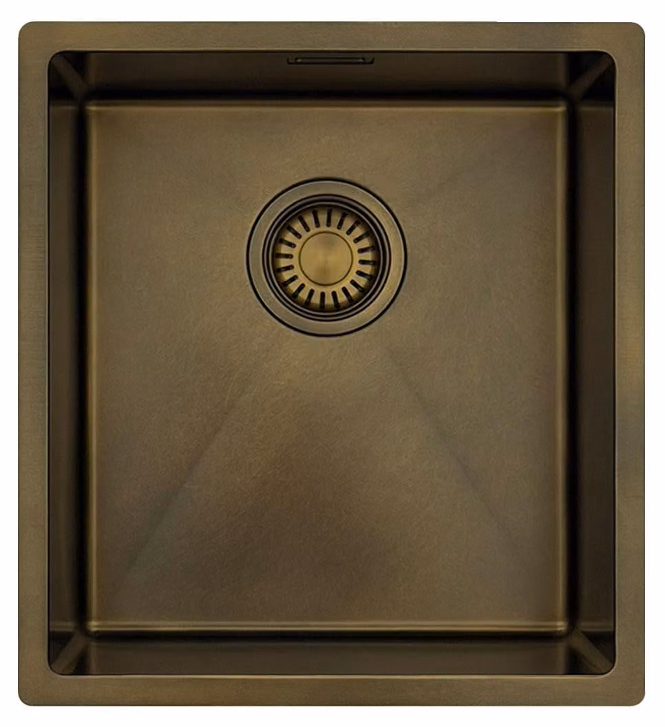 Lavello da cucina 36x40 cm, finitura bronzo anticato, da incasso, modello Pure.Sink Luxion