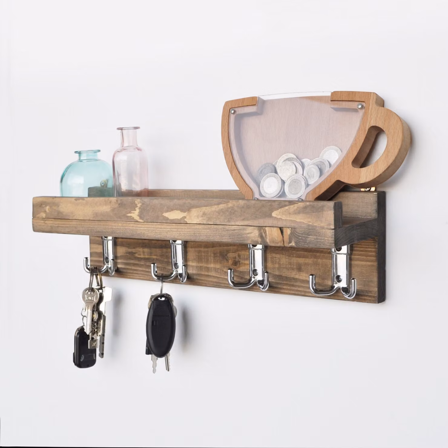 Skye Decor, ripiano da cucina di alta qualità realizzato in legno di abete al 100%, finitura noce, dimensioni 40x11x11 cm
