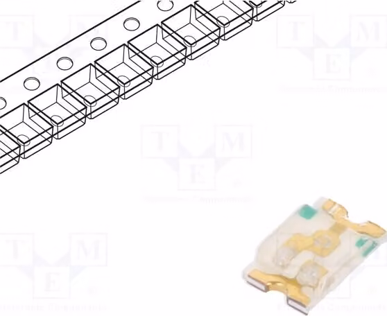 2 LED SMD, 200-400 mcd, verdi, dimensioni 2x1,25x0,4 mm, tipo 0805, angolo di visione 140°, tensione di funzionamento 3,3-4,1 V, corrente di funzionamento 20 mA, codice prodotto KPHCM-2012ZGC