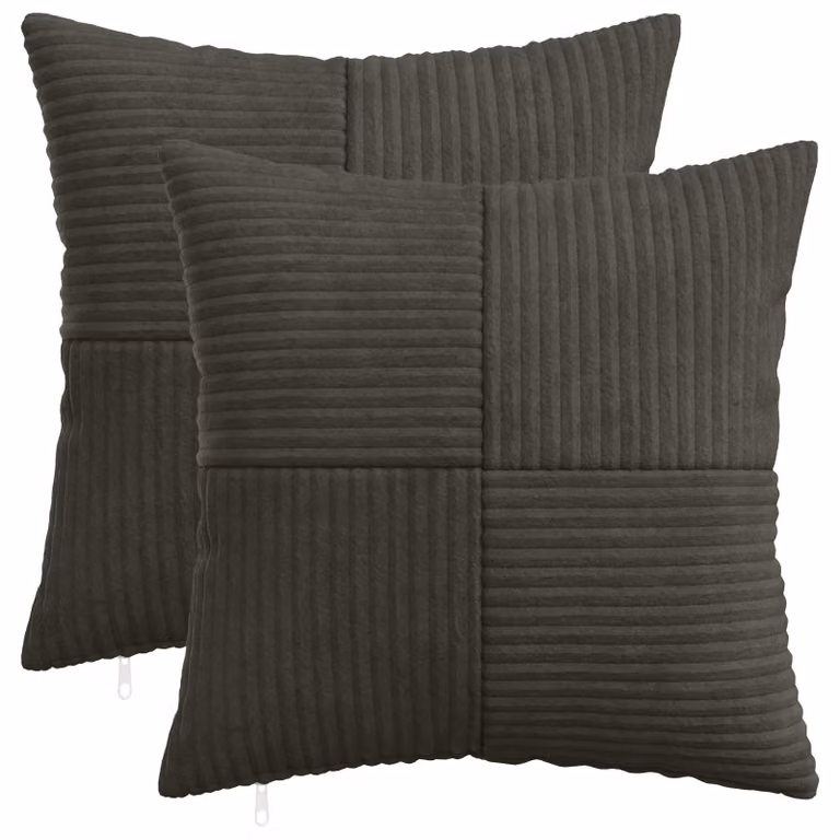 Set di 2 federe vidaXL ALMELO in velluto a coste, colore antracite, L 40 x P 40 cm