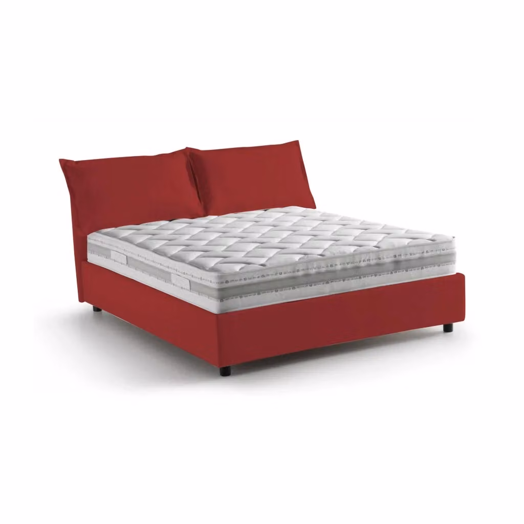 Letto Matrimoniale Amelinda Talamo Italia con Materasso in Schiuma e Base Contenitore Alzabile, Rosso, 160x200 cm – 2
