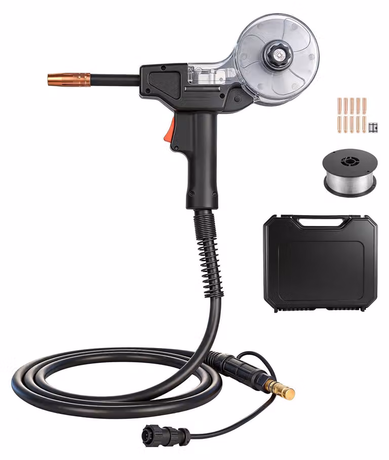 Torcia per saldatura MIG SucceBuy 130A con cavo da 3 m, pistola di saldatura con 11 ugelli di ricambio e giunto a doppia V, accessori per saldatrici ad arco con gas inerte, compatibile con Lincoln Magnum 100SG K2532-1, ideale per applicazioni in officina