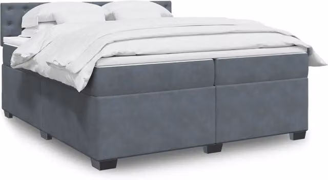 Letto Ibrido vidaXL con Materasso e Struttura in Velluto Grigio e Bianco L/P: 200 x 200 cm – 1