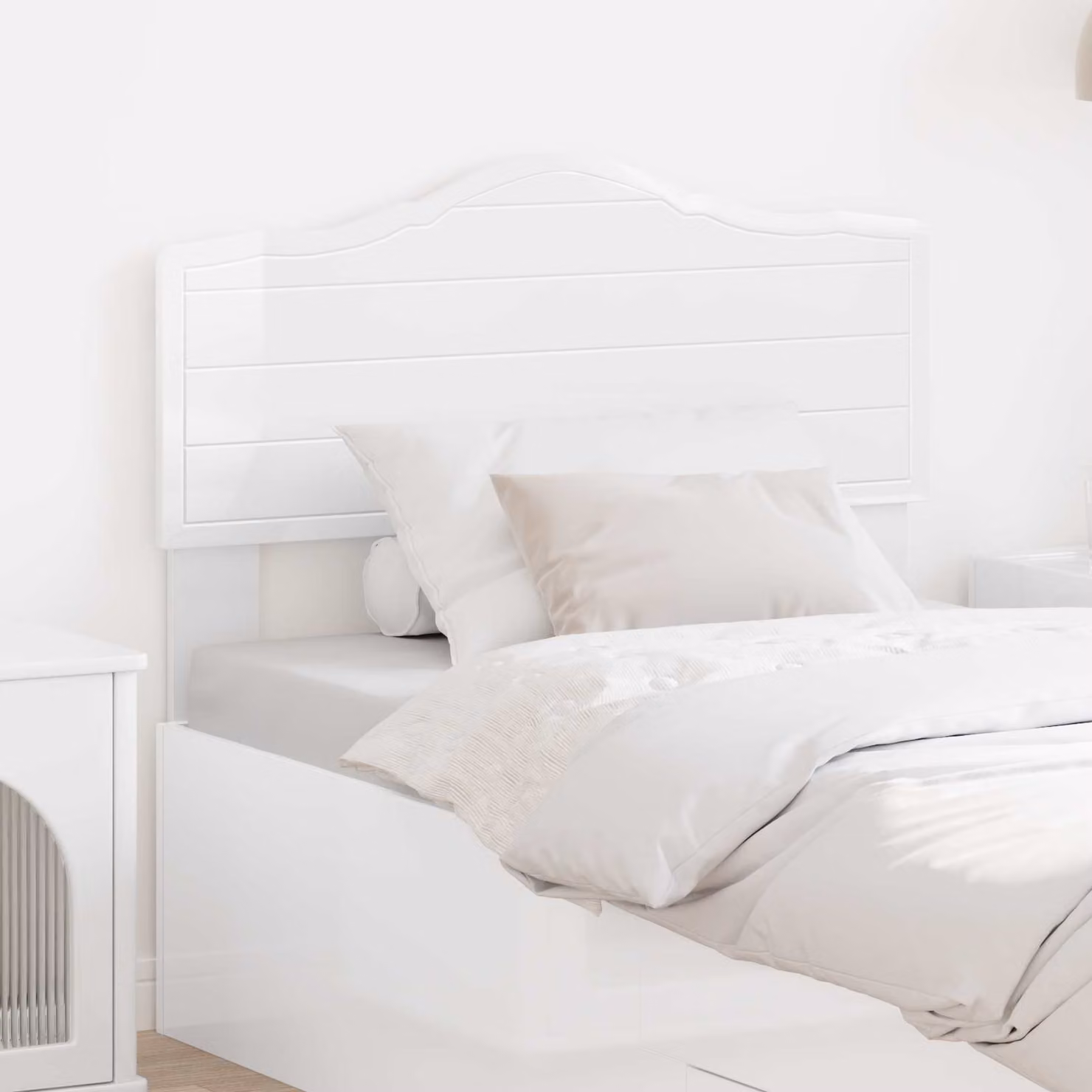 Testiera per letto vidaXL in legno ingegnerizzato MDF bianco lucido con design minimalista