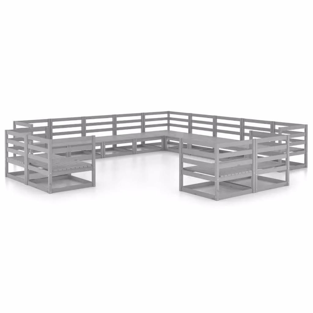 Set Divani da Giardino 13 pz in Legno Massello di Pino