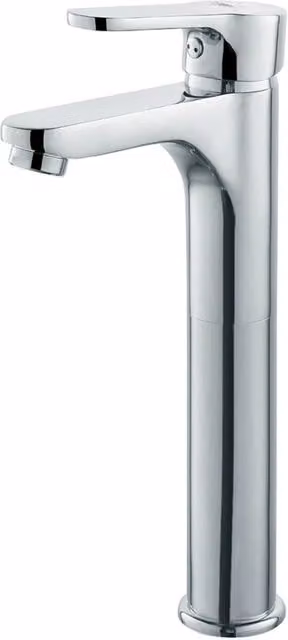 Miscelatore monocomando per lavabo alto DH Serie PACO cromato con scarico pop-up, Altezza: 23,5 cm