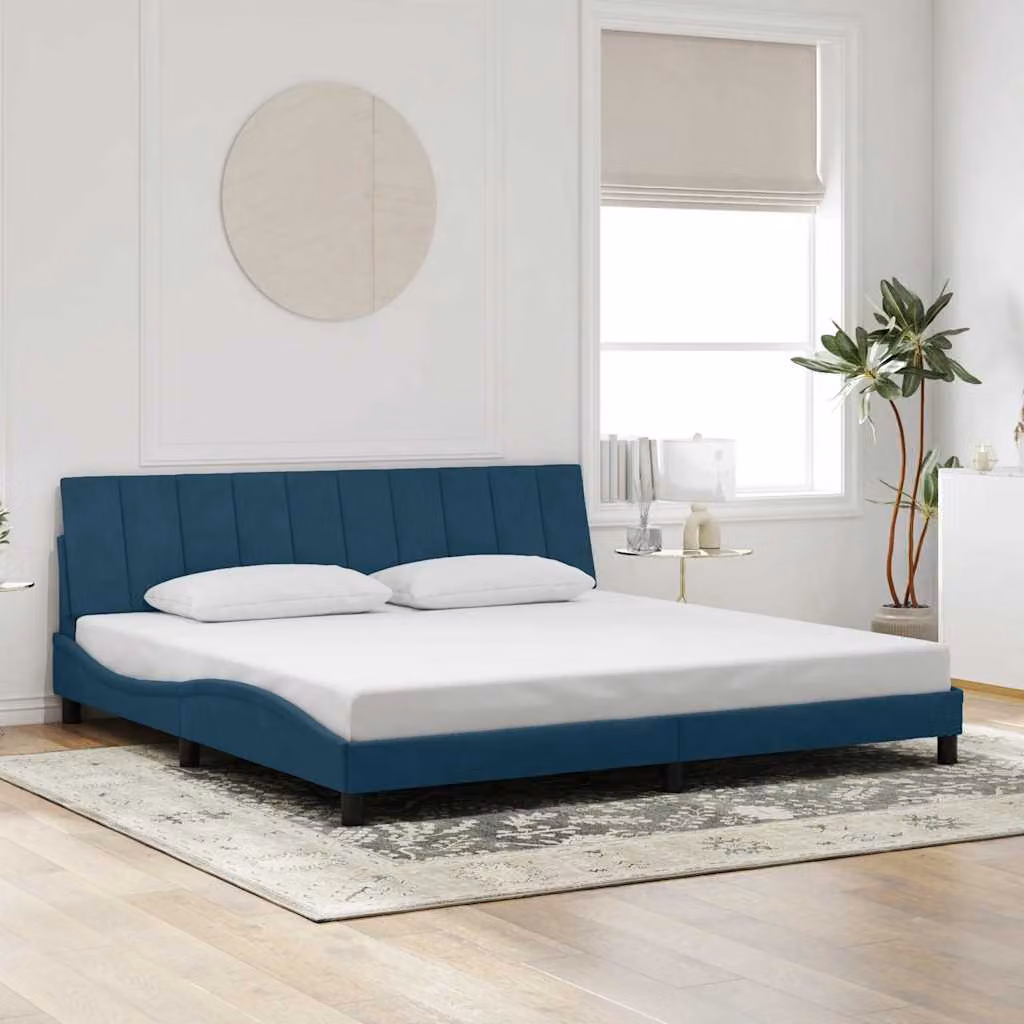 vidaXL Giroletto senza Materasso in Velluto Blu, Dimensioni: 90 x 190 cm – 1