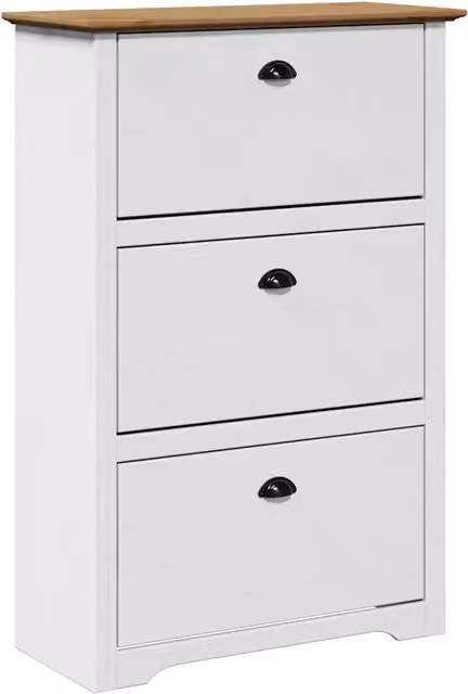 Scarpiera | Mobile per scarpe BODO Bianca e Marrone 80x35x118 cm