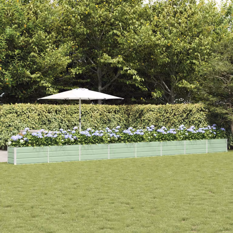 Fioriera vidaXL in acciaio zincato verde, L: 770 cm, P: 50 cm, H: 45 cm