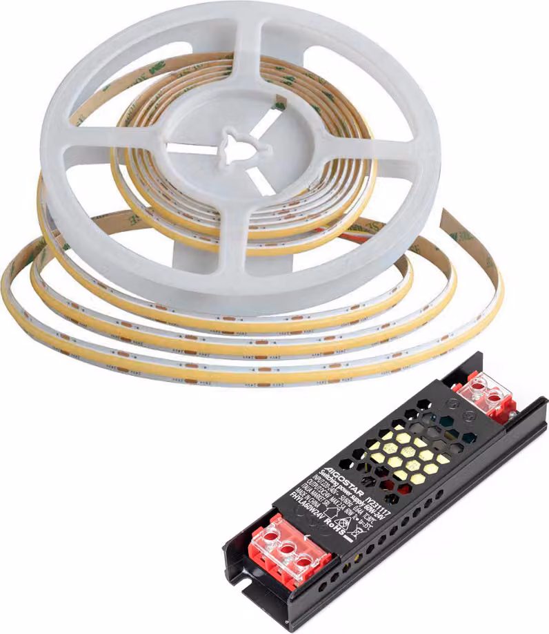 striscia LED COB da 5 m Strisce LED da 24 V CC con 480 LED larghezza 8 mm bianco neutro 5 metri incluso trasformatore