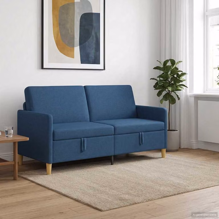 Divano moderno vidaXL con contenitore apribile in tessuto blu L: 172 cm, P: 78 cm, H: 87 cm