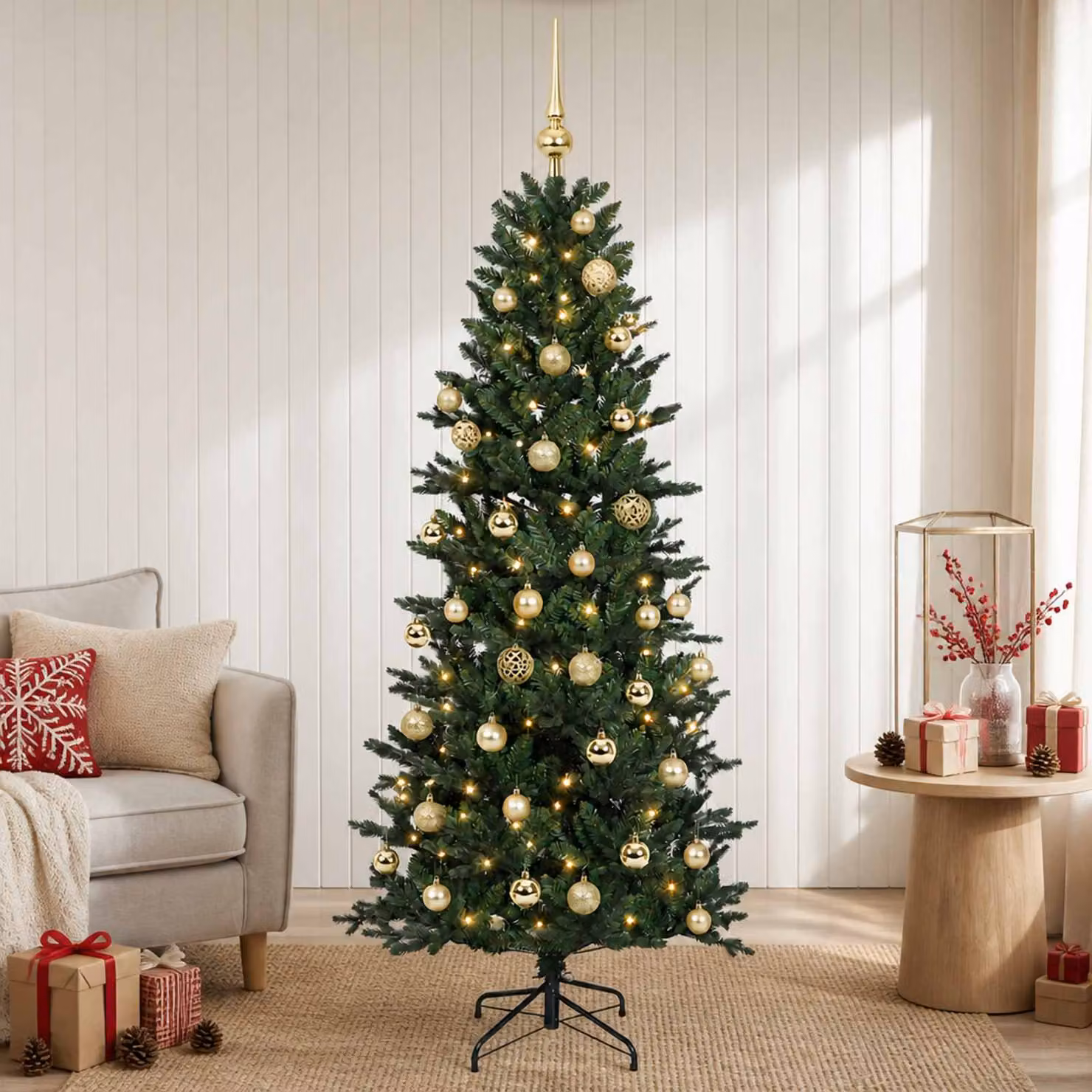 vidaXL Albero di Natale artificiale con palline 120 cm 150 LED