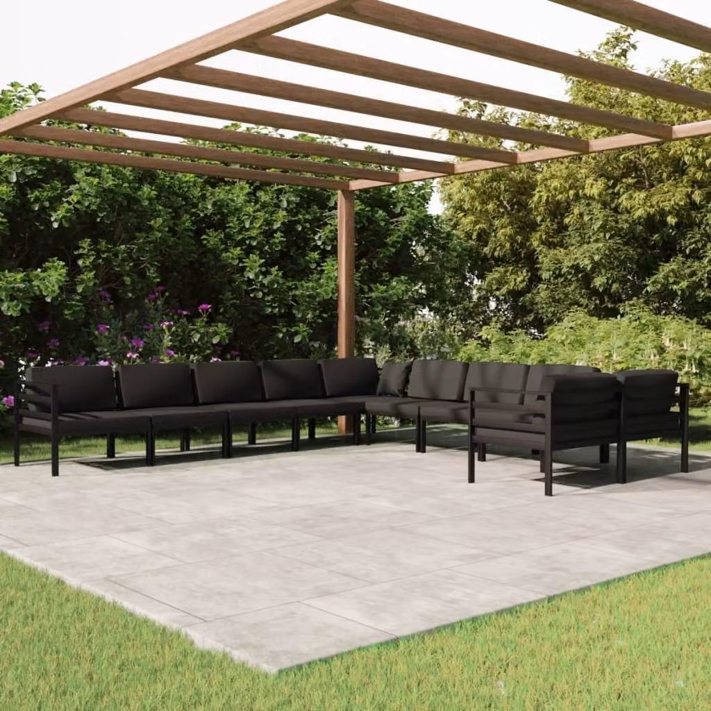 Maison Exclusive - Set Divani da Giardino 10 pz con Cuscini in Alluminio Antracite
