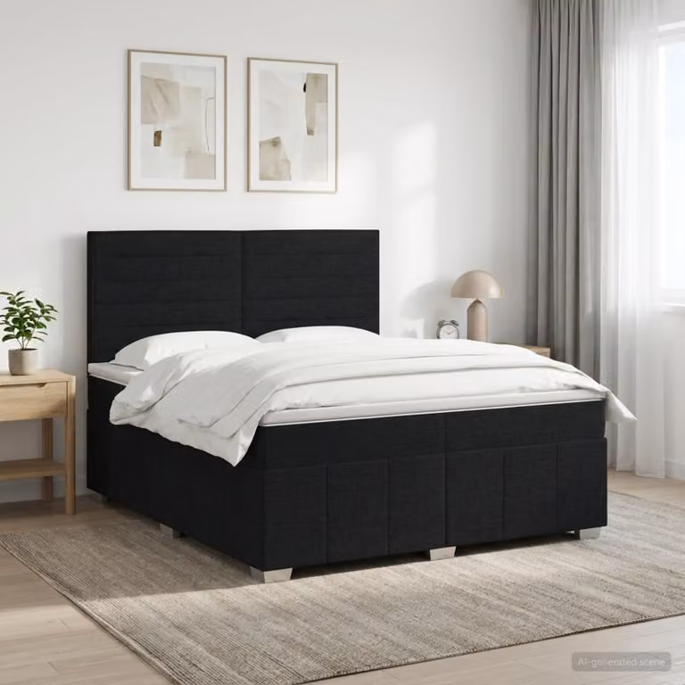 Maison Exclusive - Letto boxspring con materasso nero 160 x 200 cm Tessuto