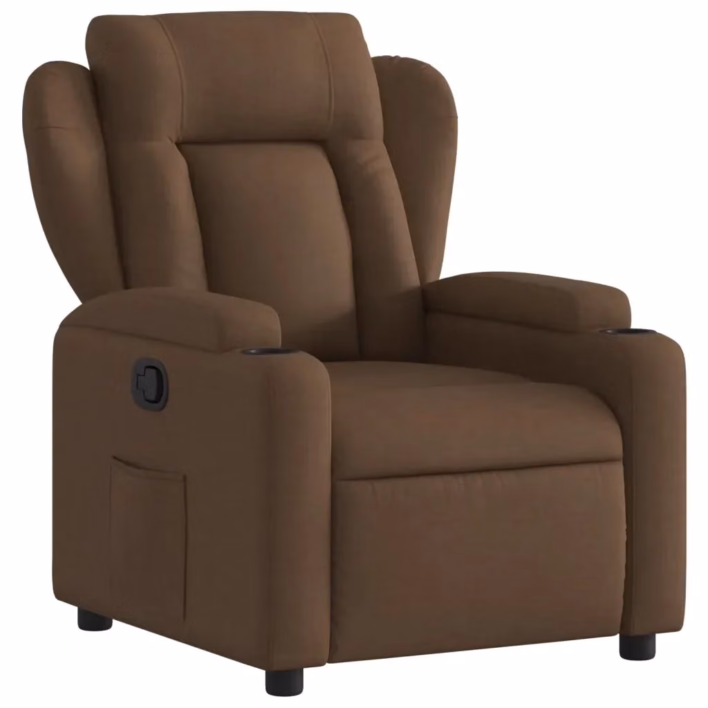 Poltrona Reclinabile Relax vidaXL in Tessuto Marrone con Braccioli e Regolazione Manuale – 2