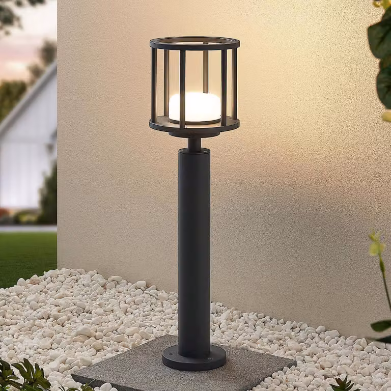 Lampioncino da giardino Berenike Lucande, dimmerabile, Alluminio / Grigio / Zincato, Alluminio, Moderno, Lampada da esterni