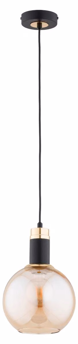 Lampada a sospensione CELEST nero-oro 1xE27x15W in vetro, dimensioni: 90x20x20 cm, IP20, Alfa