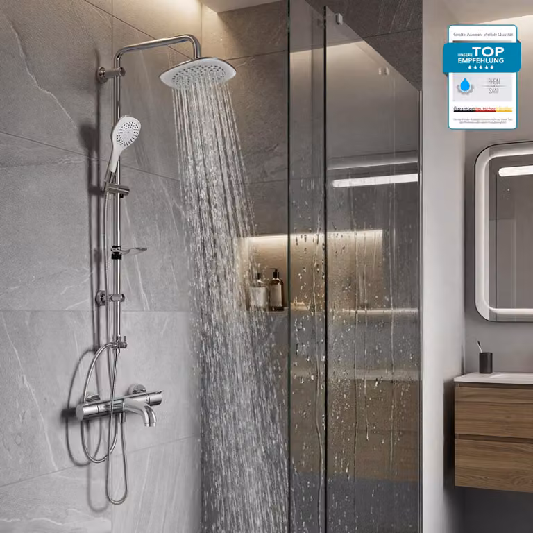 Miscelatore per vasca HANSGROHE Ecostat 1001 CL con doccetta o soffione a pioggia, blocco di sicurezza a 40°, termostato per vasca con funzione Eco in cromo