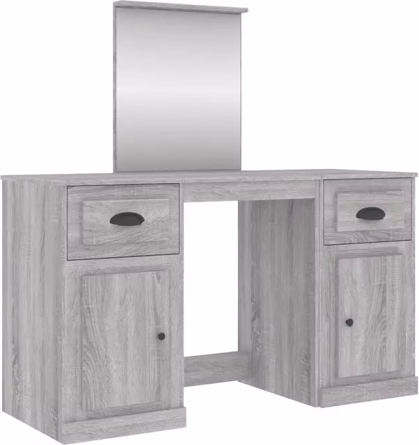 Toeletta DESIGN IN Tavolo da Trucco con Specchio Grigio Sonoma L: 130 cm, P: 50 cm, H: 132,5 cm – 1