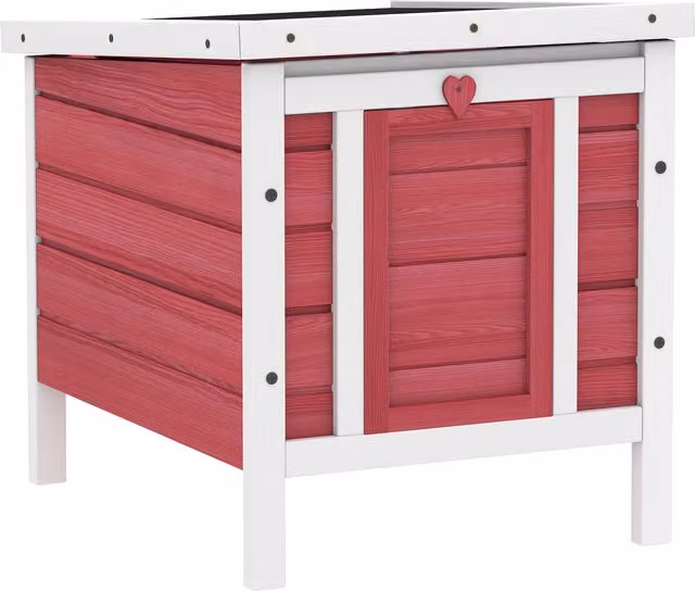 Conigliera in legno PawHut con tetto apribile in asfalto e rampa antiscivolo, colore rosso, L: 51 cm, P: 42 cm, H: 43 cm
