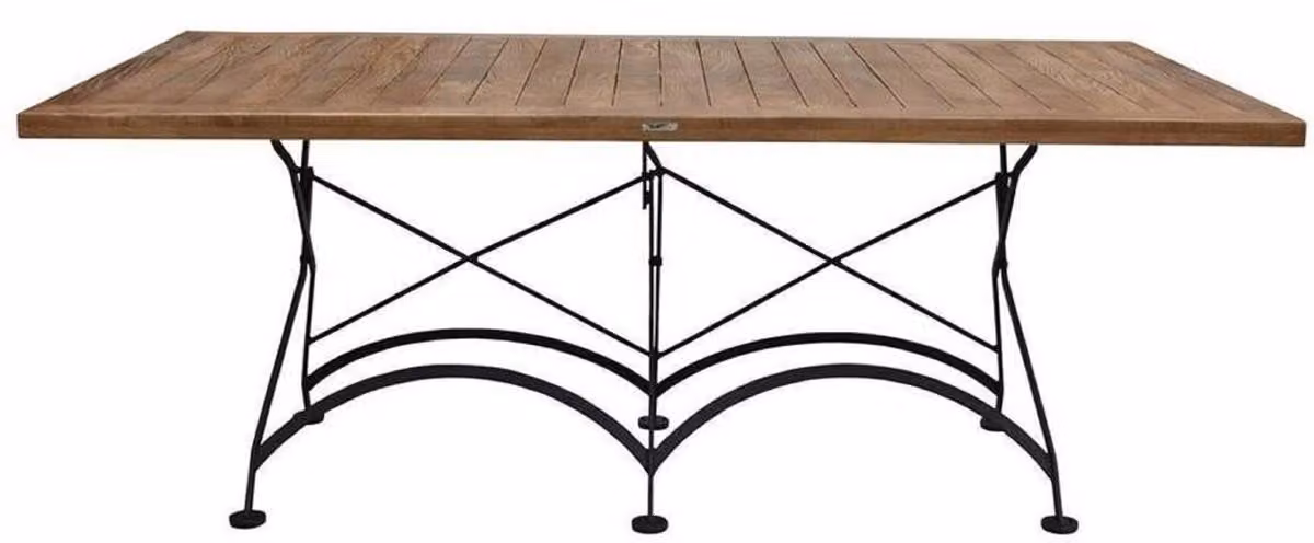 Casa Padrino Tavolino da giardino in stile liberty marrone/nero 150 x 60 x h. 48 cm - Tavolo da giardino pieghevole - Barocco & Liberty Gastronomia & Arredo Giardino