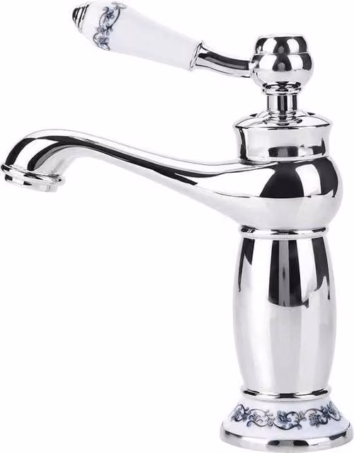 Bloemenpatroon Maniglia Singola per Rubinetto di Cucina e Bagno con Acqua Calda e Fredda.
