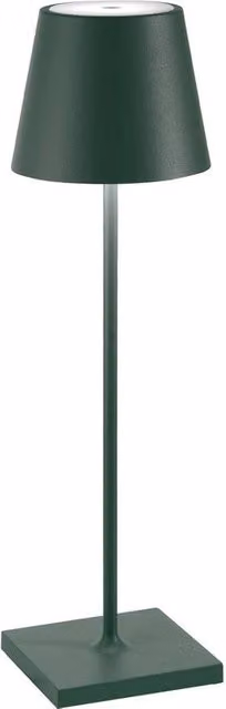 Lampada da tavolo a LED Zafferano Poldina Pro Verde Scuro ricaricabile e dimmerabile con controllo touch