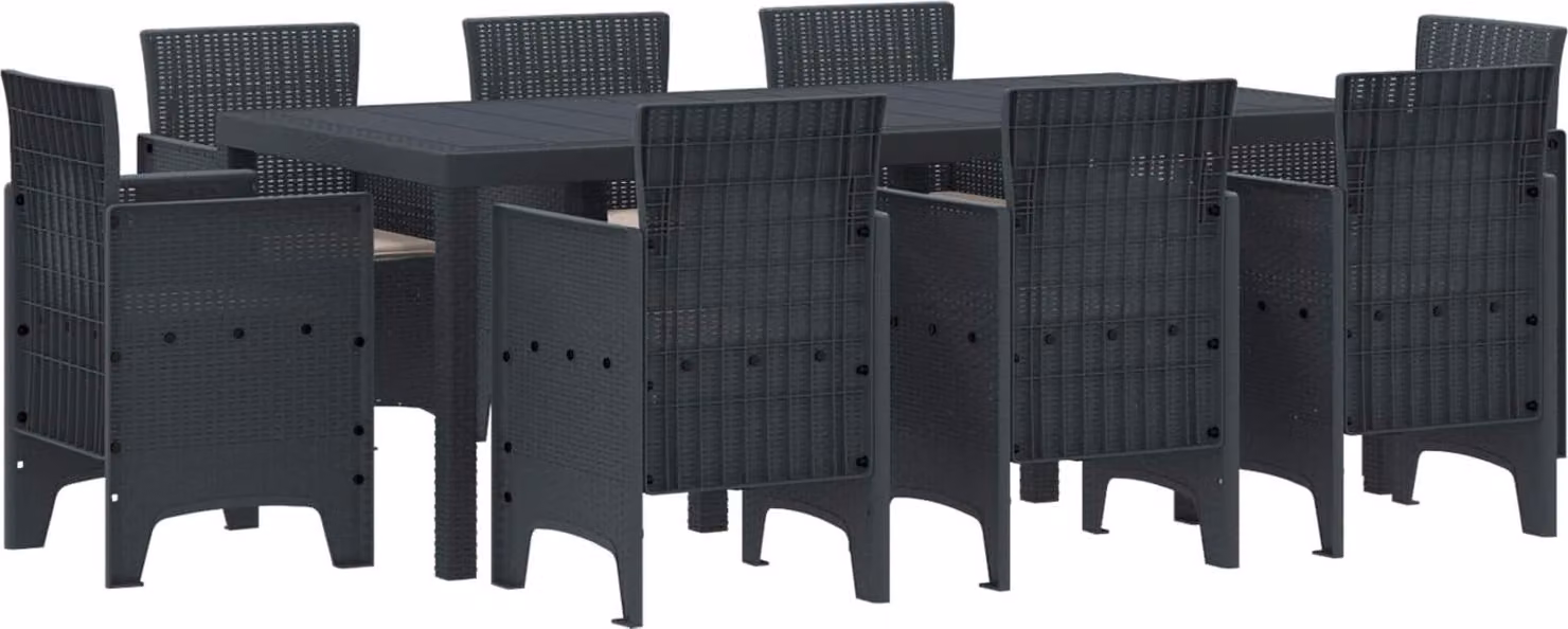 Maison Exclusive - Set da pranzo per esterno, 9 pezzi, polipropilene grigio antracite