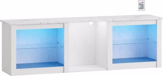 Mobile TV HOMCOM moderno con LED e ripiani in vetro bianco per TV fino a 70 pollici
