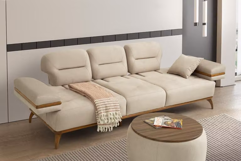 Stilvolles Beiges Sofa Designer Polster 3-Sitzer Wohnzimmer Couch