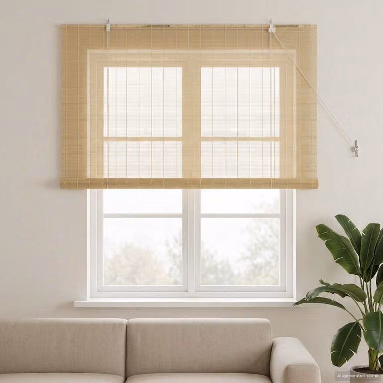Tenda a rullo vidaXL in bambù beige e marrone, resistente ai raggi UV, L 160 x P 160 cm