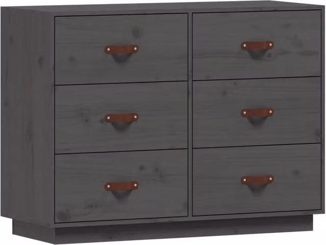 Buffet credenza in legno massello di pino grigio per cucina e soggiorno L/P/H: 100 x 40 x 75 cm