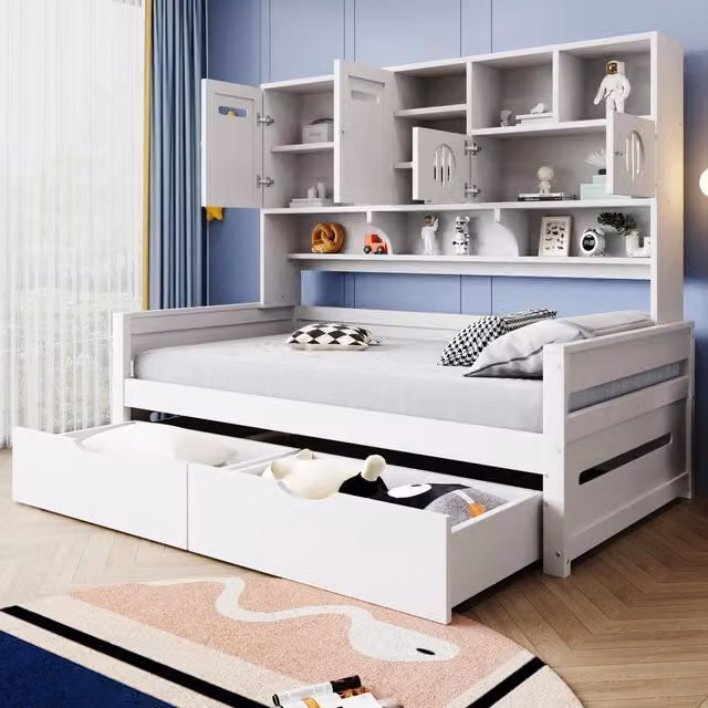 Letto Singolo con Cassetto e Rete a Doghe ¨C MINIMAL ¨C Bianco 90x200