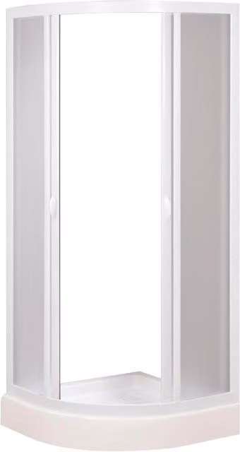 Box Doccia Semicircolare 90x90 cm 2 Ante Scorrevoli in Acrilico 2,2 mm H185 cm Dorini Bianco
