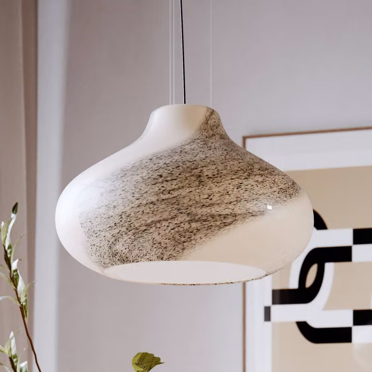 By Rydéns Lampada a sospensione in vetro Mira, dimmerabile, Crema / Ambra, Soggiorno / Sala da pranzo, Vetro, Lampada a sospensione