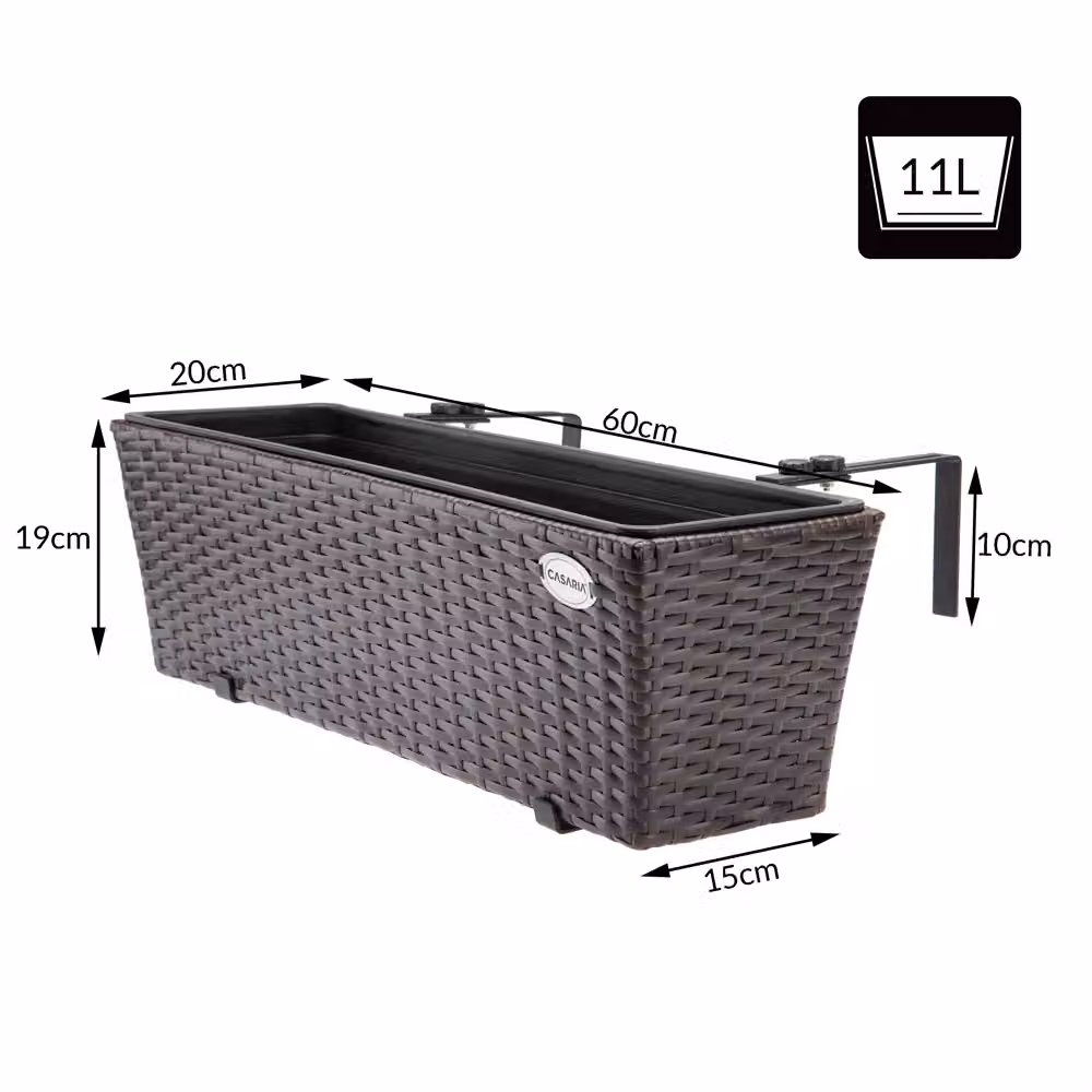Set di 4 fioriere Casaria in polyrattan marrone con struttura in acciaio zincato e plastica – 3