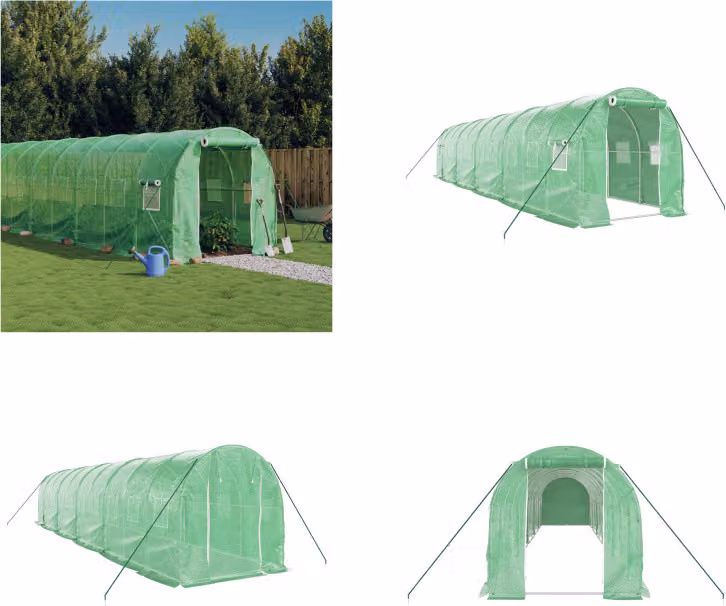 vidaXL Serra con telaio in acciaio verde 20 m² 10x2x2 m - Serra - Serre - Polytunnel - Serra calpestabile