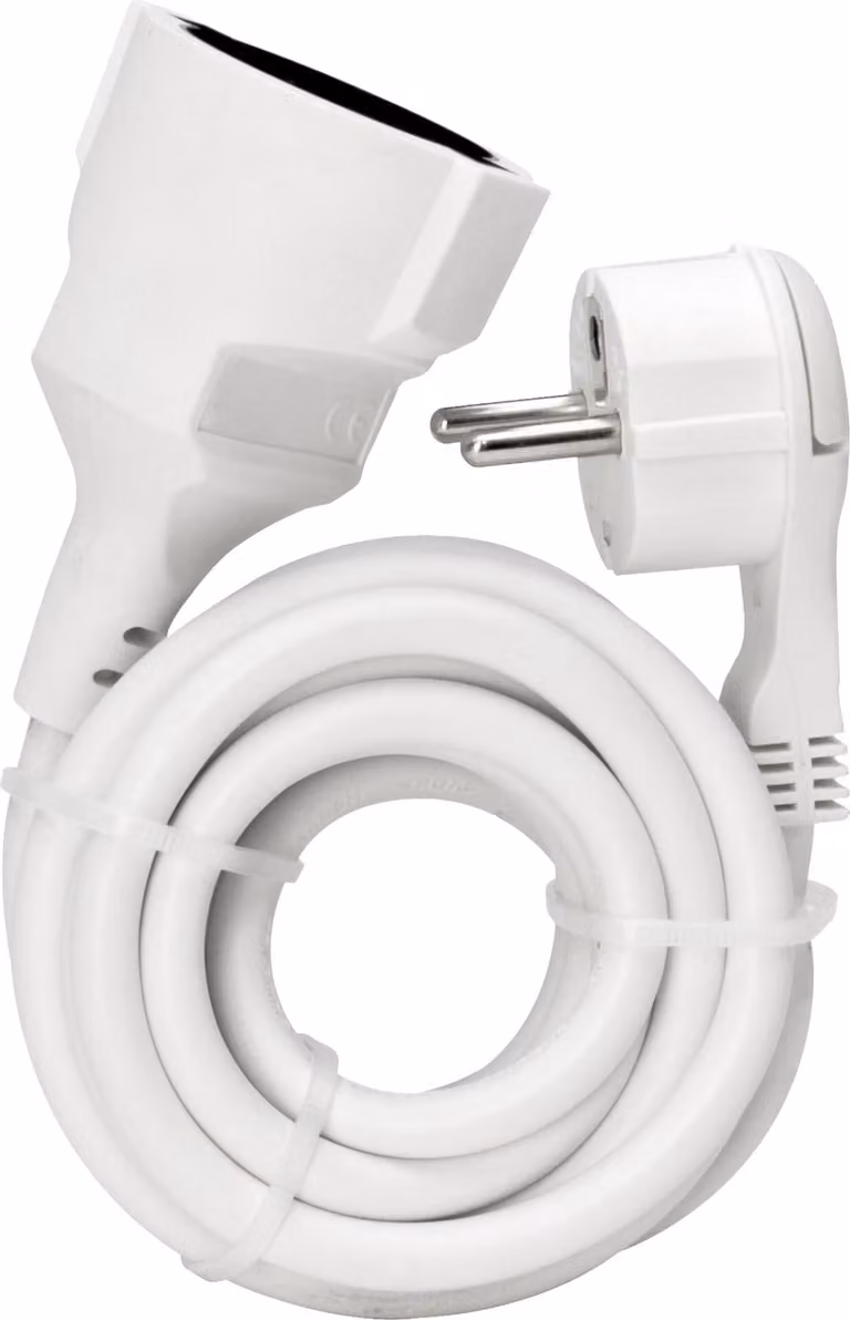 Kopp prolunga con spina di sicurezza angolata ultra piatta, bianca, 3m