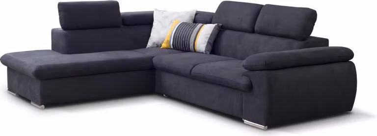 FURNLUX Viera divano angolare nero e argento 271cm / Colore principale: Nero / Dimensioni: 271 x 96 x 221 cm