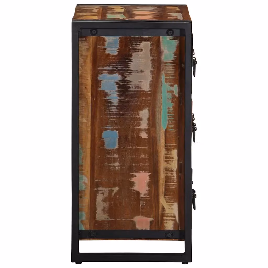 Credenza moderna vidaXL in legno massello e metallo per cucina o sala da pranzo, L/P/H: 50 x 35 x 70 cm – 2