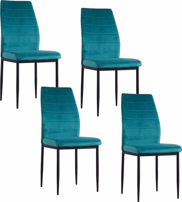 Sedia da pranzo Madison in velluto verde, set da 4