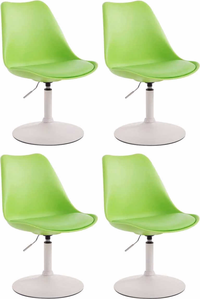 Set di 4 sedie da pranzo Maverick, in plastica, girevoli e con schienale regolabile in altezza, colore grigio, struttura cromata