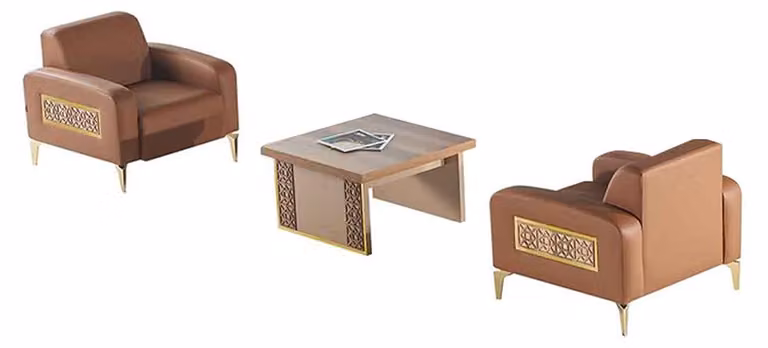 Sessel Rechteckig Couchtisch Set Braun Modern Lehnsessel Quadratisch