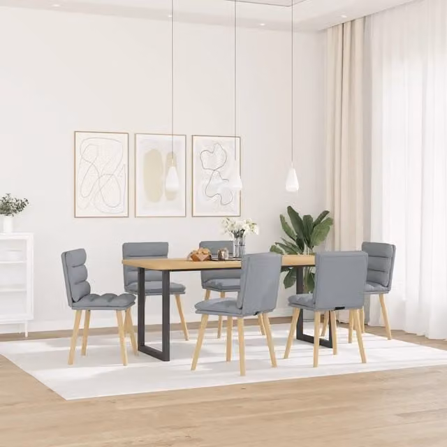 Set di 6 sedie da pranzo moderne vidaXL in tessuto grigio con struttura in legno e metallo