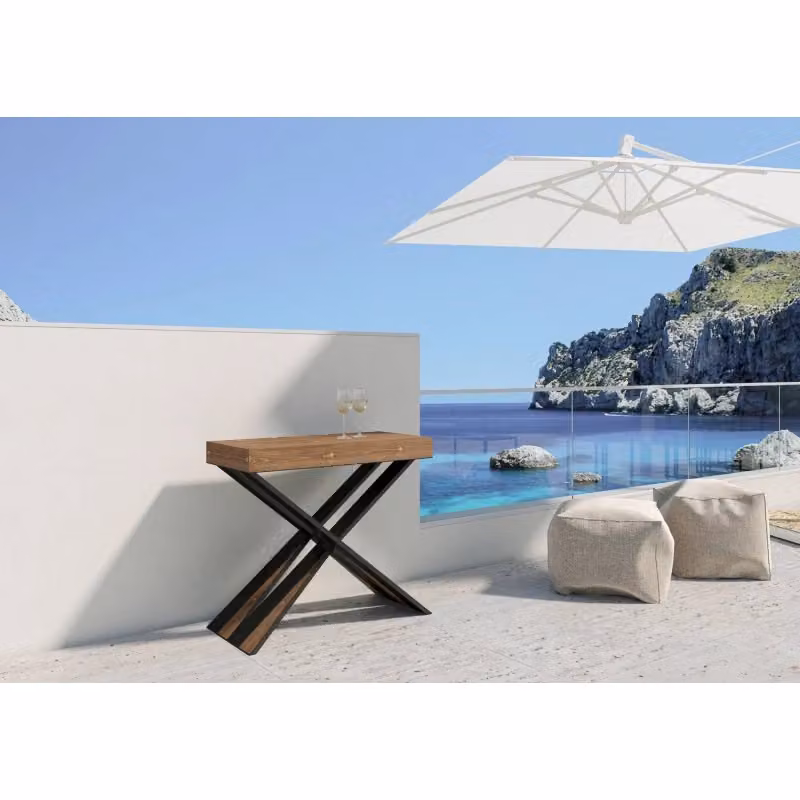Consolle allungabile Itamoby Diago in abete tinto con telaio antracite L/P: 90 x 40 / 290 cm – 2
