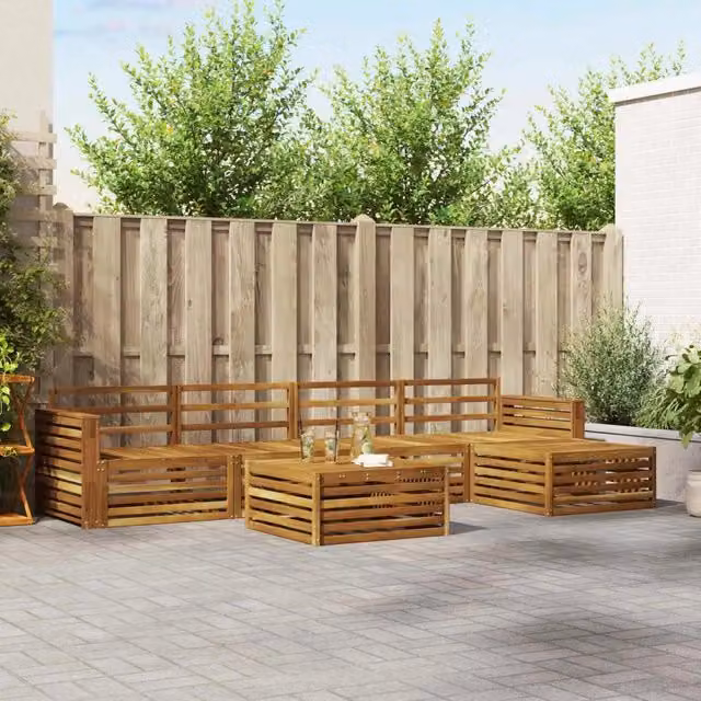 Set di divani da esterno 6 pz Naturale Legno di Acacia Massello 3373344